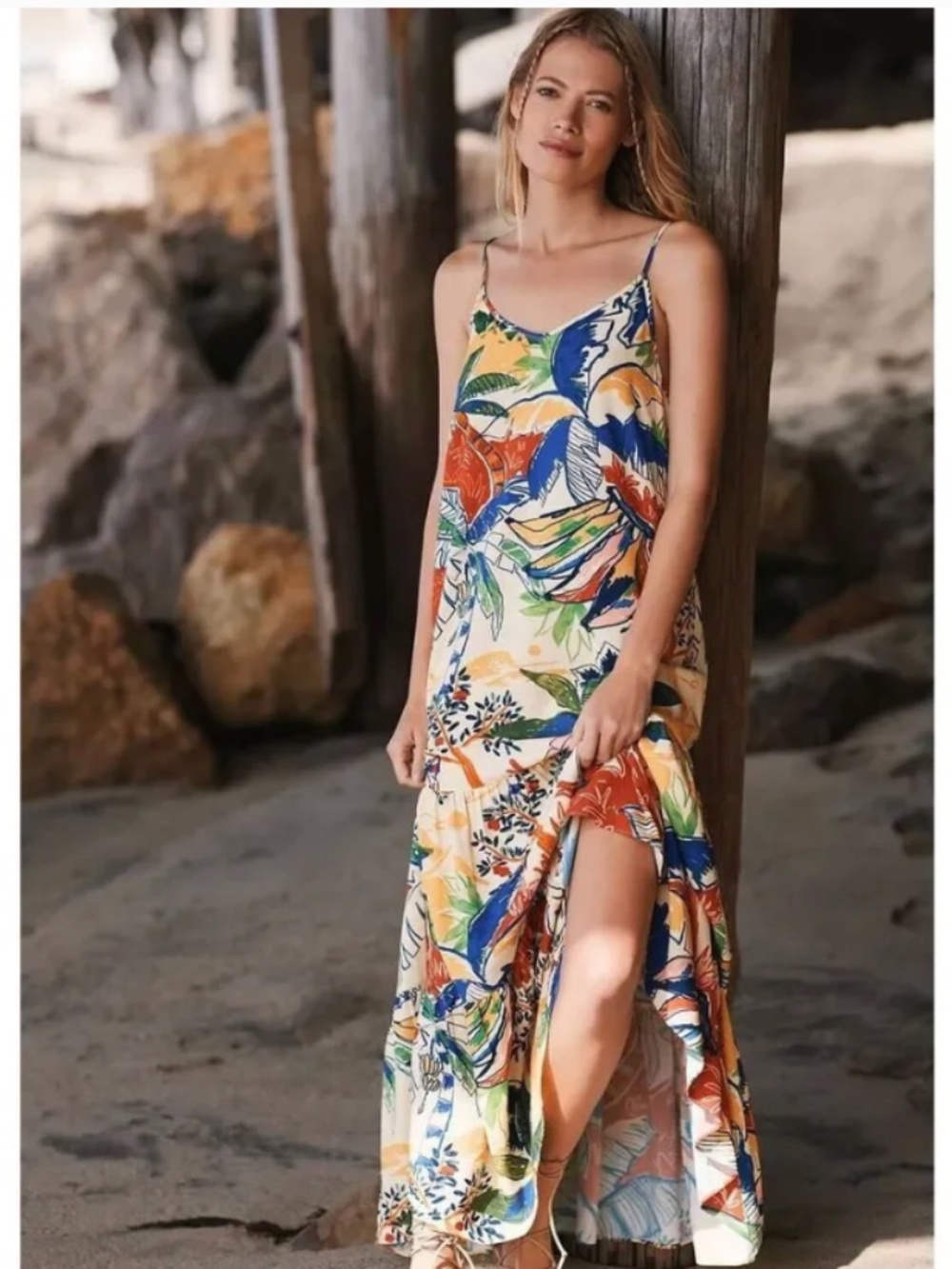 FARM RIO x ANTHROPOLOGIE Palm Trees Cover-Up Maxi Dress - XL